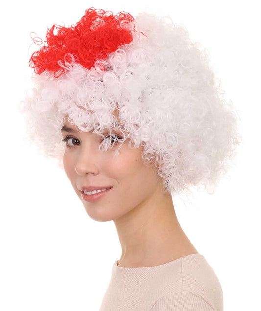 Japan Flag Afro Red and White Wig