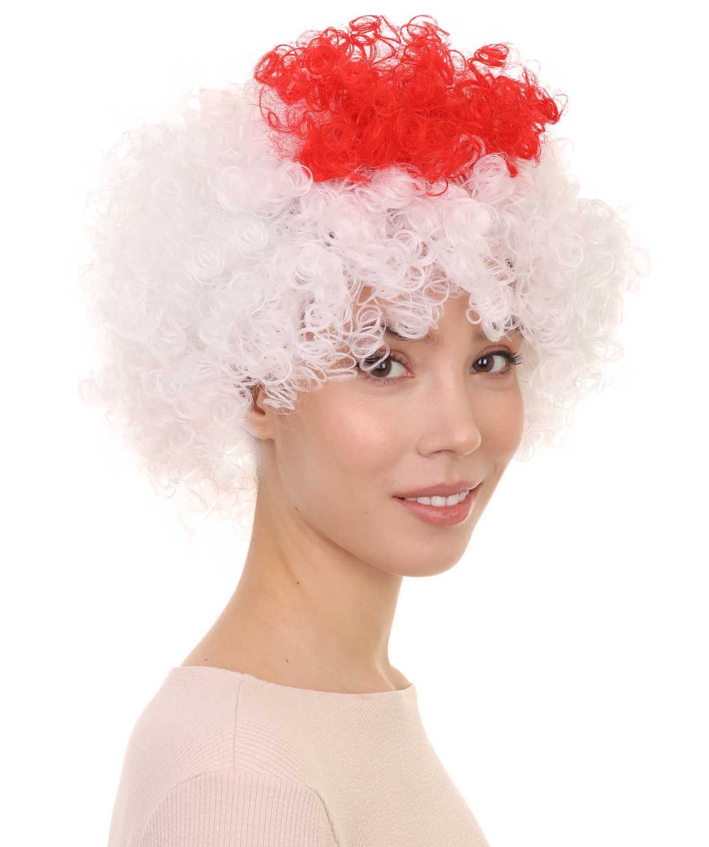 Japan Flag Afro Red and White Wig