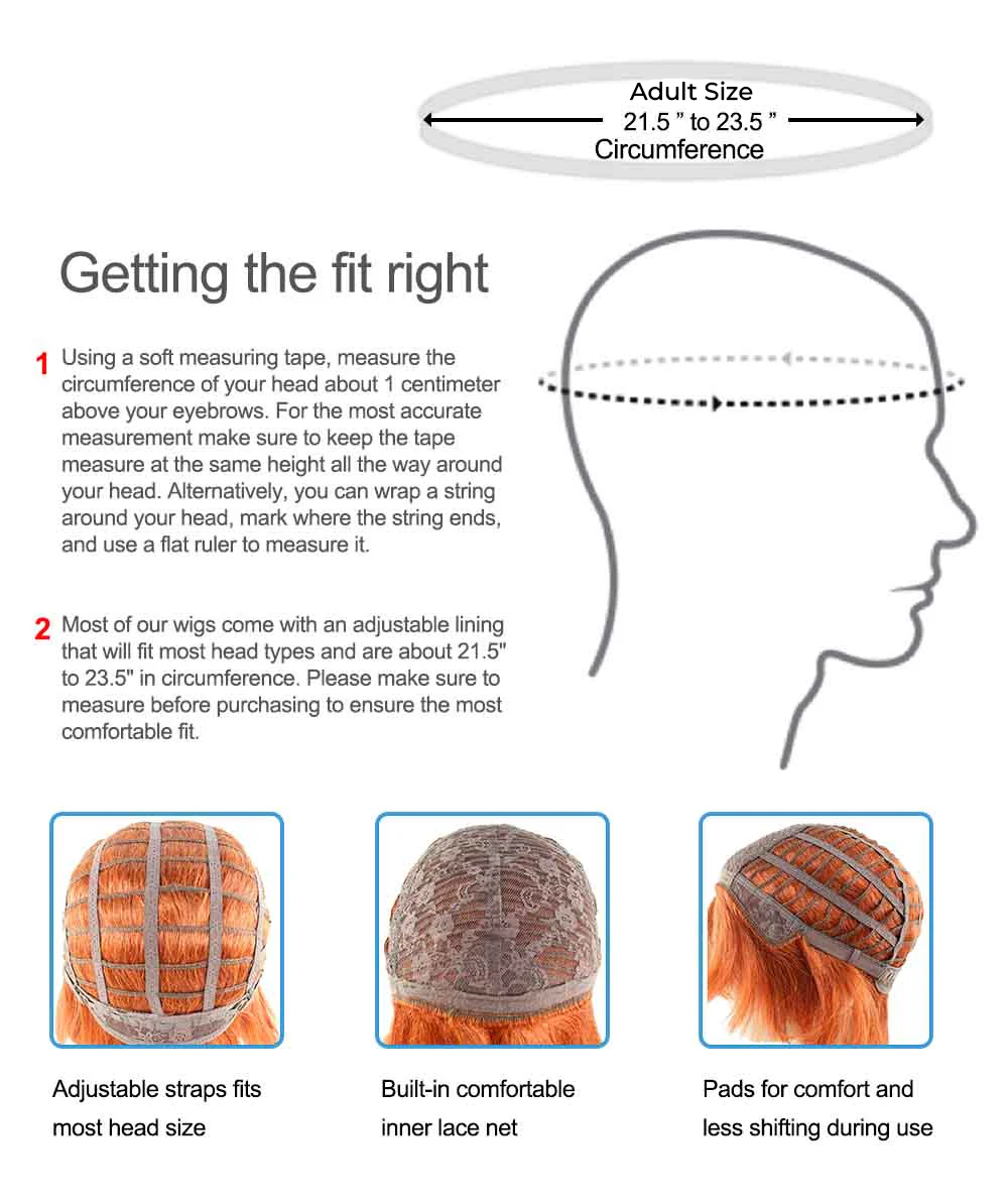 Unisex Adult & Teen Wig | Trolls Orange & White Wig | Premium Breathable Capless Cap