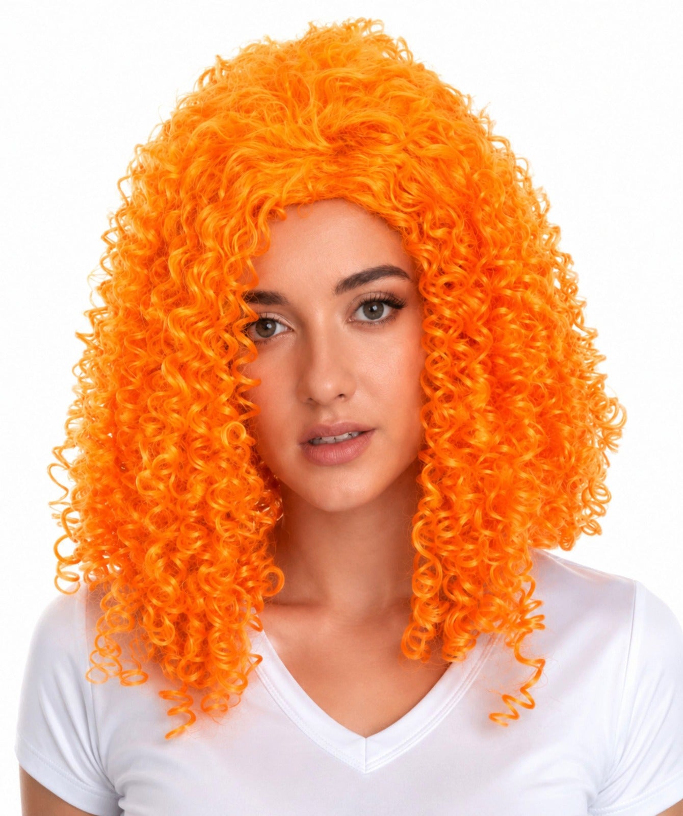 Womens Animation Orange Curly Wig | Orange TV/Movie Wigs | Premium Breathable Capless Cap