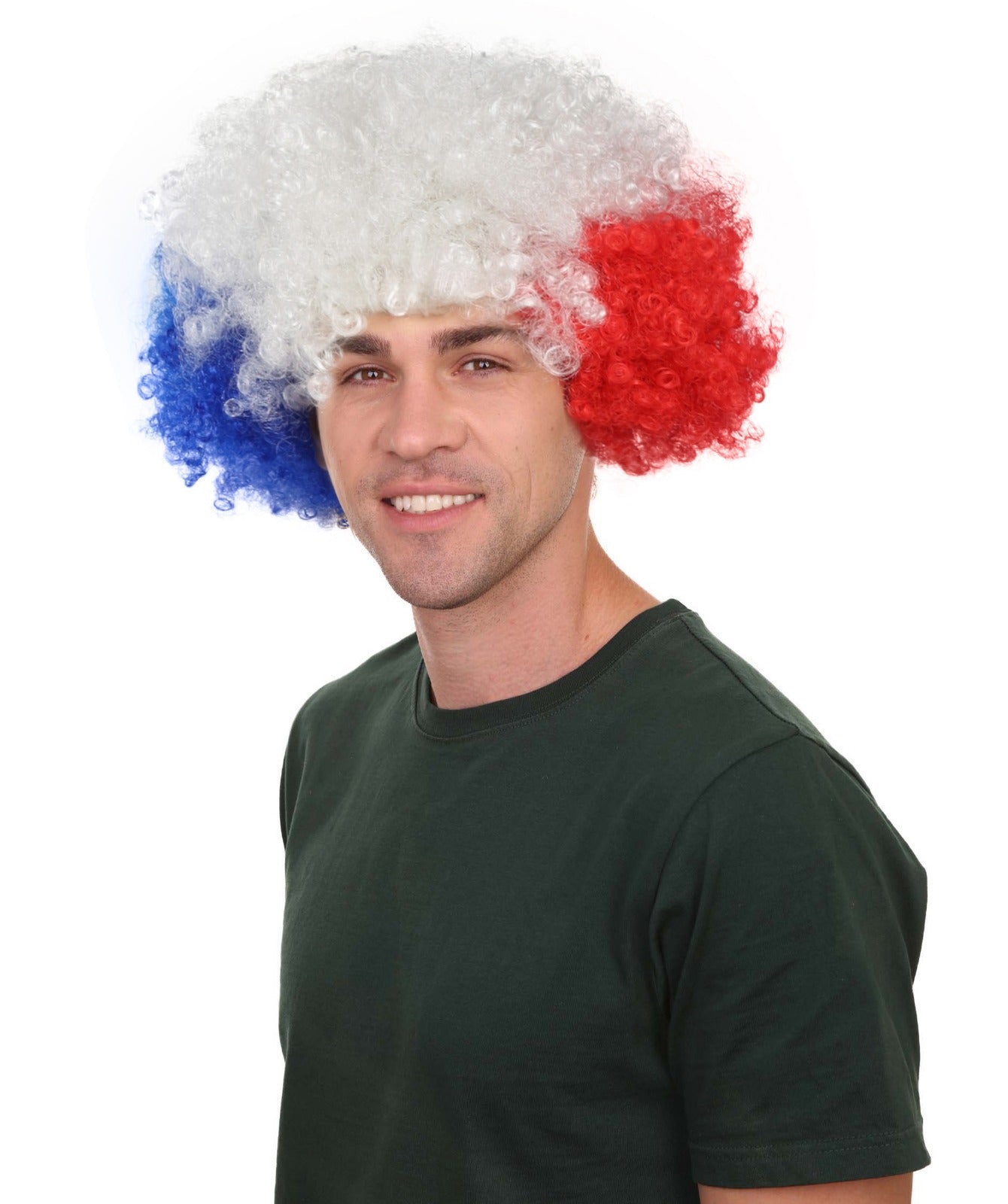 France Flag Afro Multicolor Wig