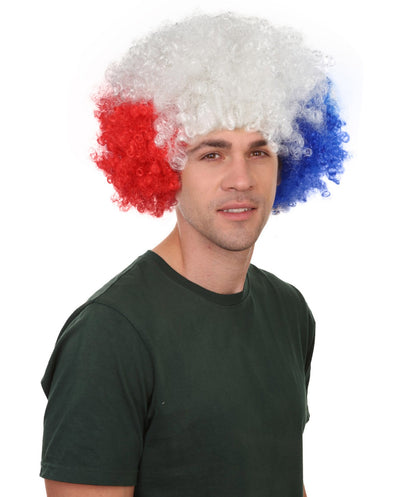 France Flag Afro Multicolor Wig