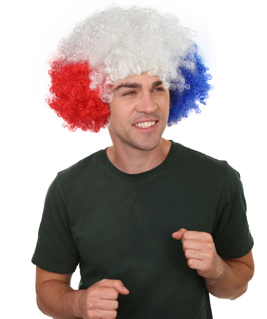 France Flag Afro Multicolor Wig