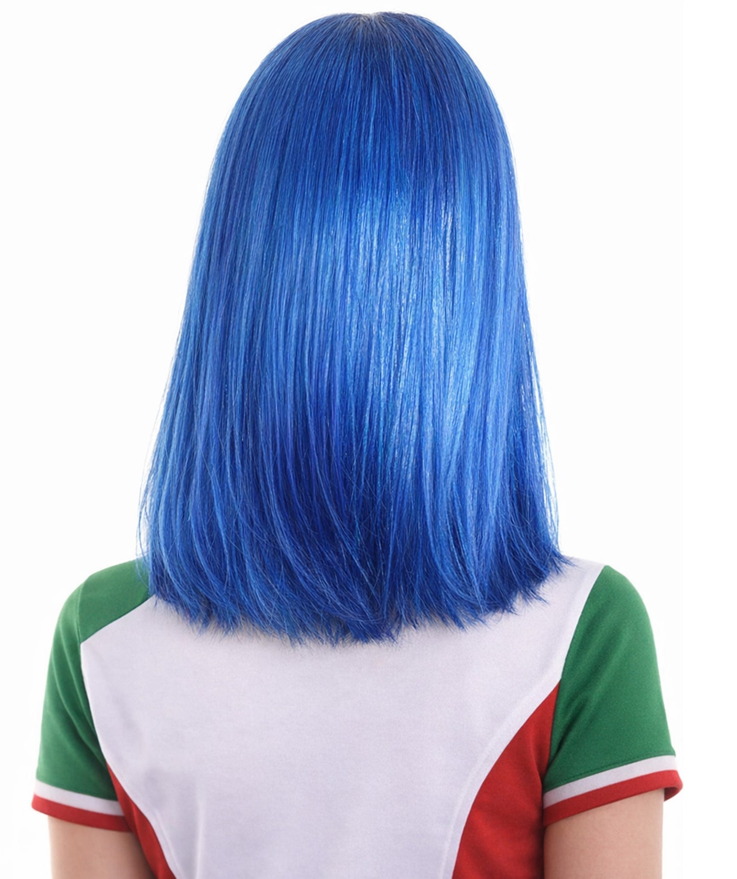 Bright Blue Bob with Blue Tinsel | Sparkly Celebrity Halloween Wig | Premium Capless Cap