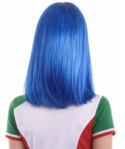 Bright Blue Bob with Blue Tinsel | Sparkly Celebrity Halloween Wig | Premium Capless Cap