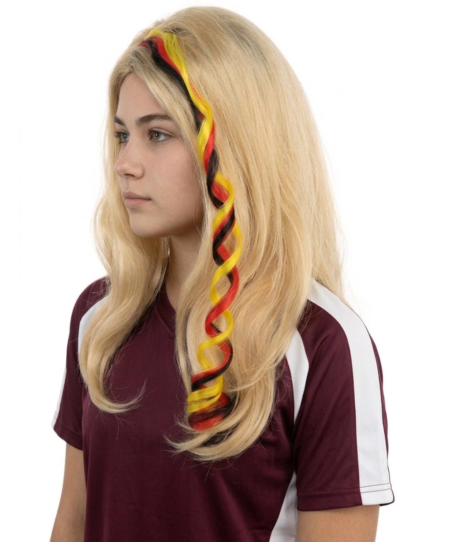 Adult Women's National Flag Hair Streak | Crafted from Flame-retardant Synthetic Febric with a textured spiral construction | Ideal for theater, drag, and costume events