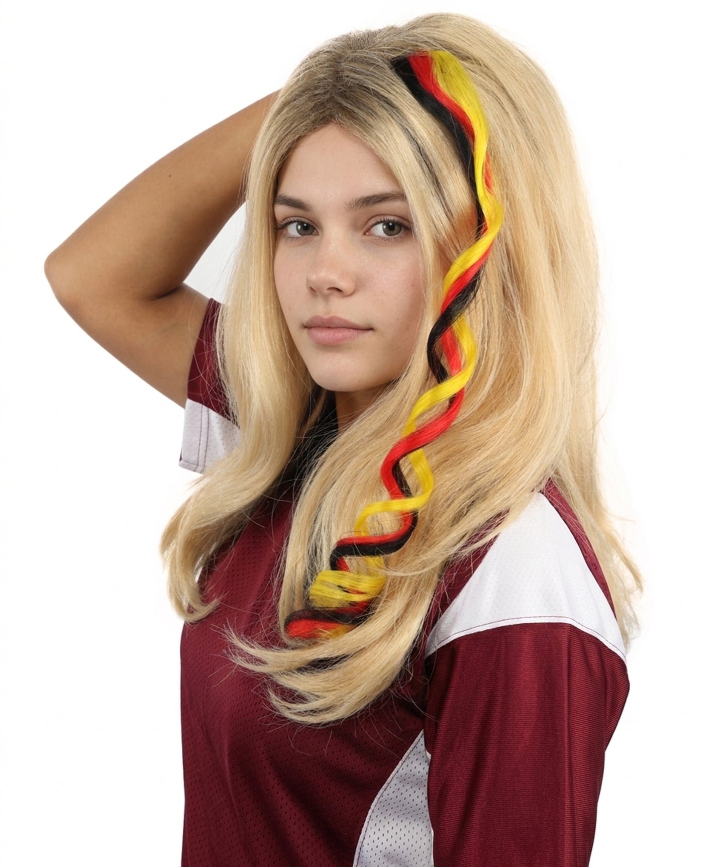 Adult Women's National Flag Hair Streak | Crafted from Flame-retardant Synthetic Febric with a textured spiral construction | Ideal for theater, drag, and costume events