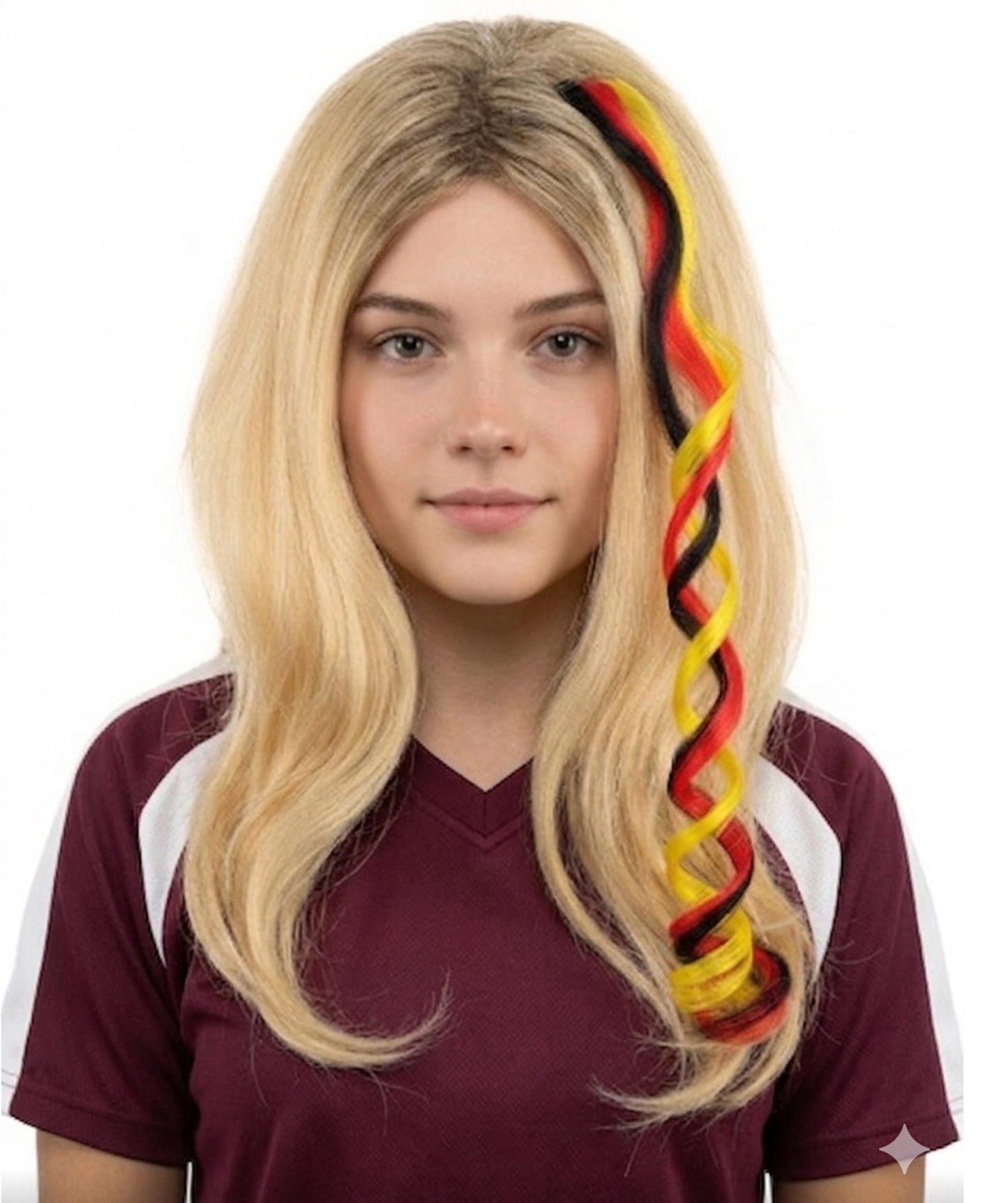 Adult Women's National Flag Hair Streak | Crafted from Flame-retardant Synthetic Febric with a textured spiral construction | Ideal for theater, drag, and costume events