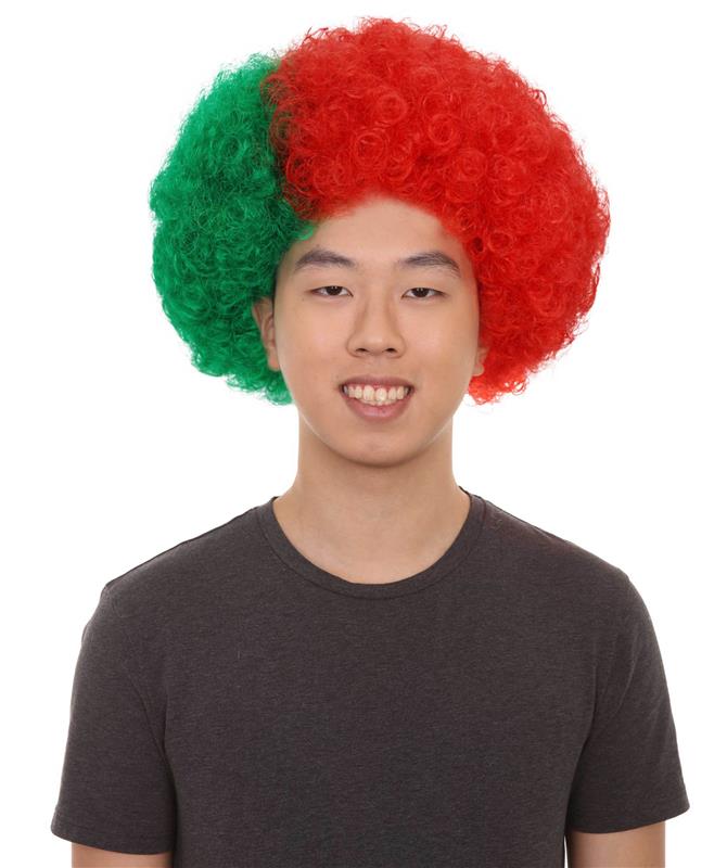 Portugal Sport Afro Fun Wig | Red Green Cosplay Halloween Wig