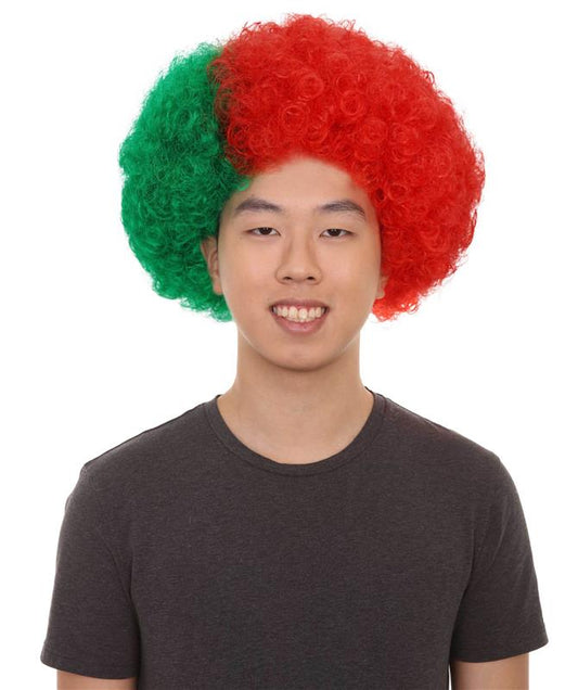 Portugal Sport Afro Fun Wig | Red Green Cosplay Halloween Wig