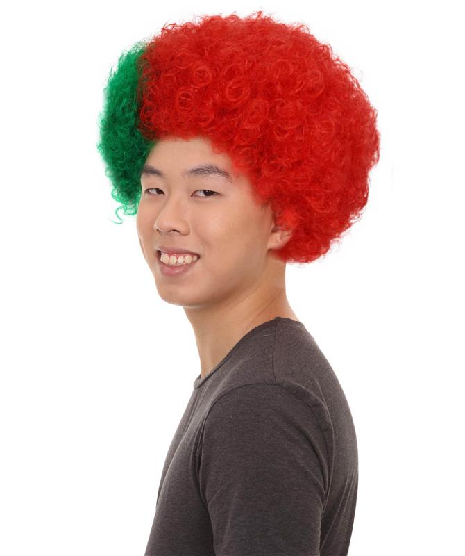 Portugal Sport Afro Fun Wig | Red Green Cosplay Halloween Wig
