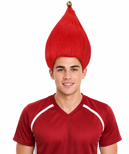 Unisex Bright Santa's Sidekick Red Wig | Christmas Wig | Breathable Capless Cap | Flame-retardant Synthetic Fiber