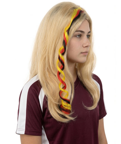 Adult Women's National Flag Hair Streak | Crafted from Flame-retardant Synthetic Febric with a textured spiral construction | Ideal for theater, drag, and costume events