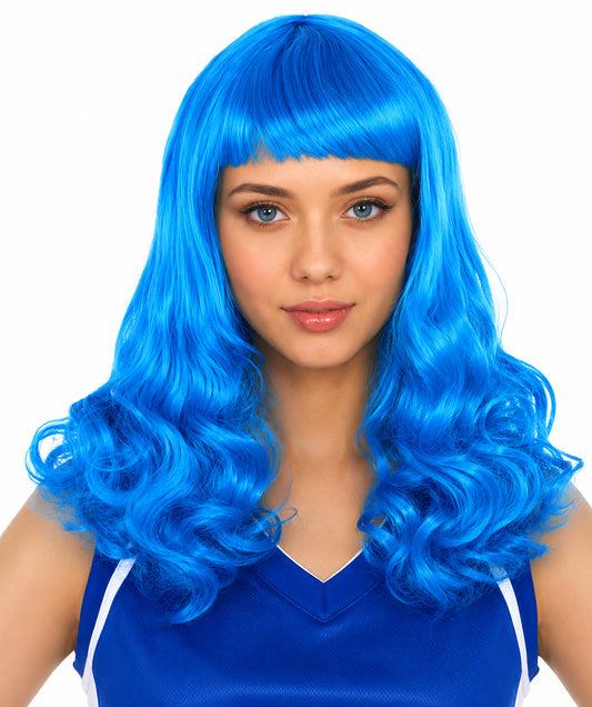 Blue Angel Womens Wig | Long Curly Fashion Cosplay Halloween Wig | Premium Breathable Capless Cap