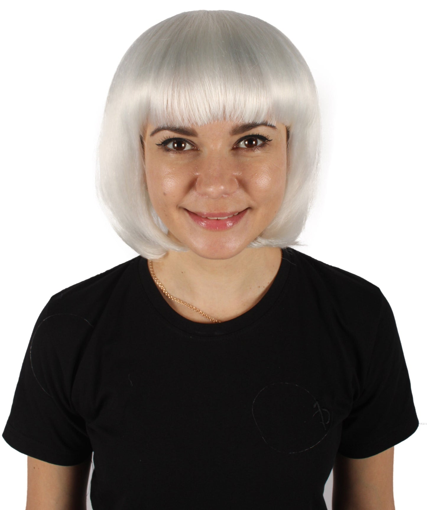 Bangs Cut White Straight Short Wig