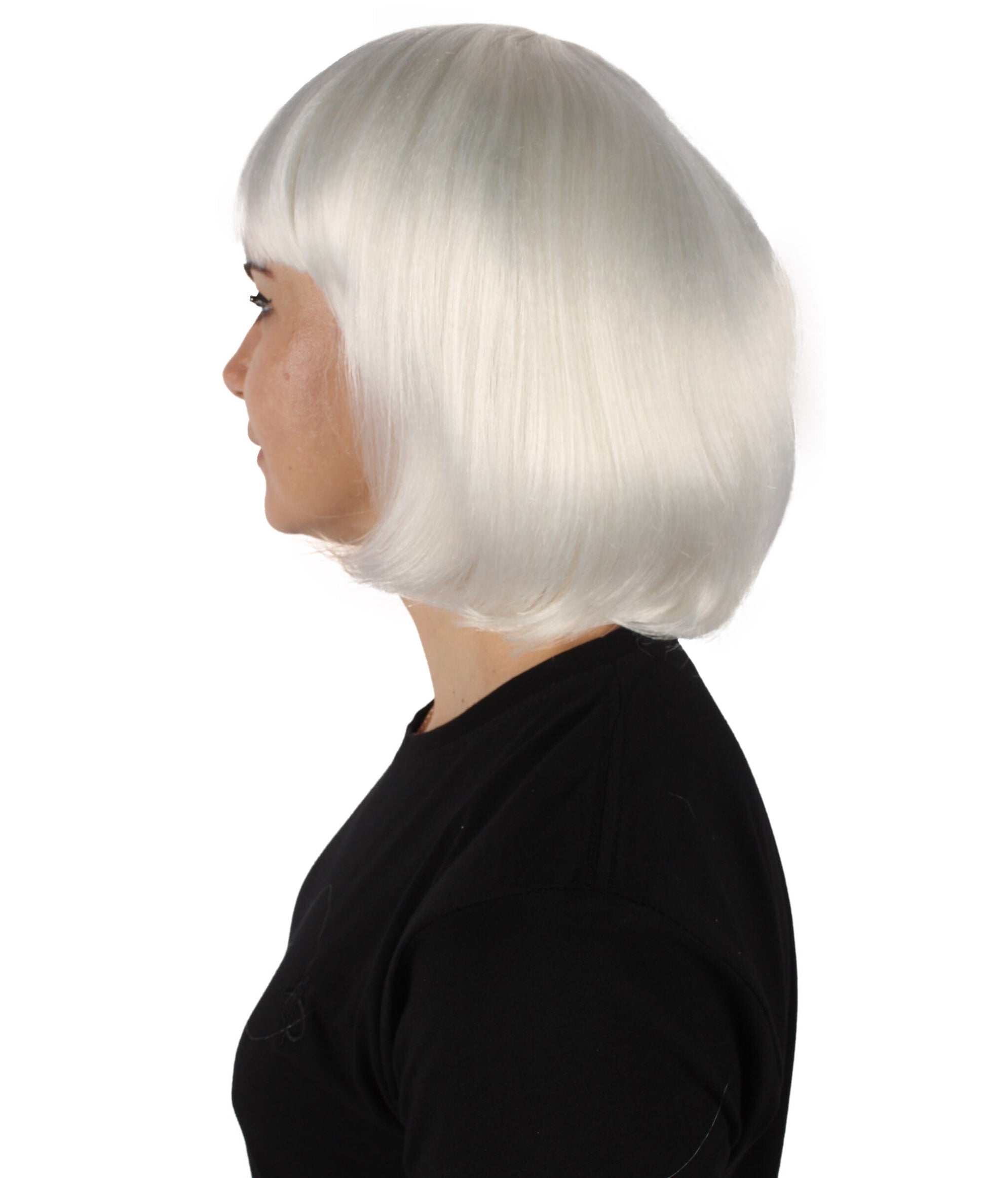 Bangs Cut White Straight Short Wig