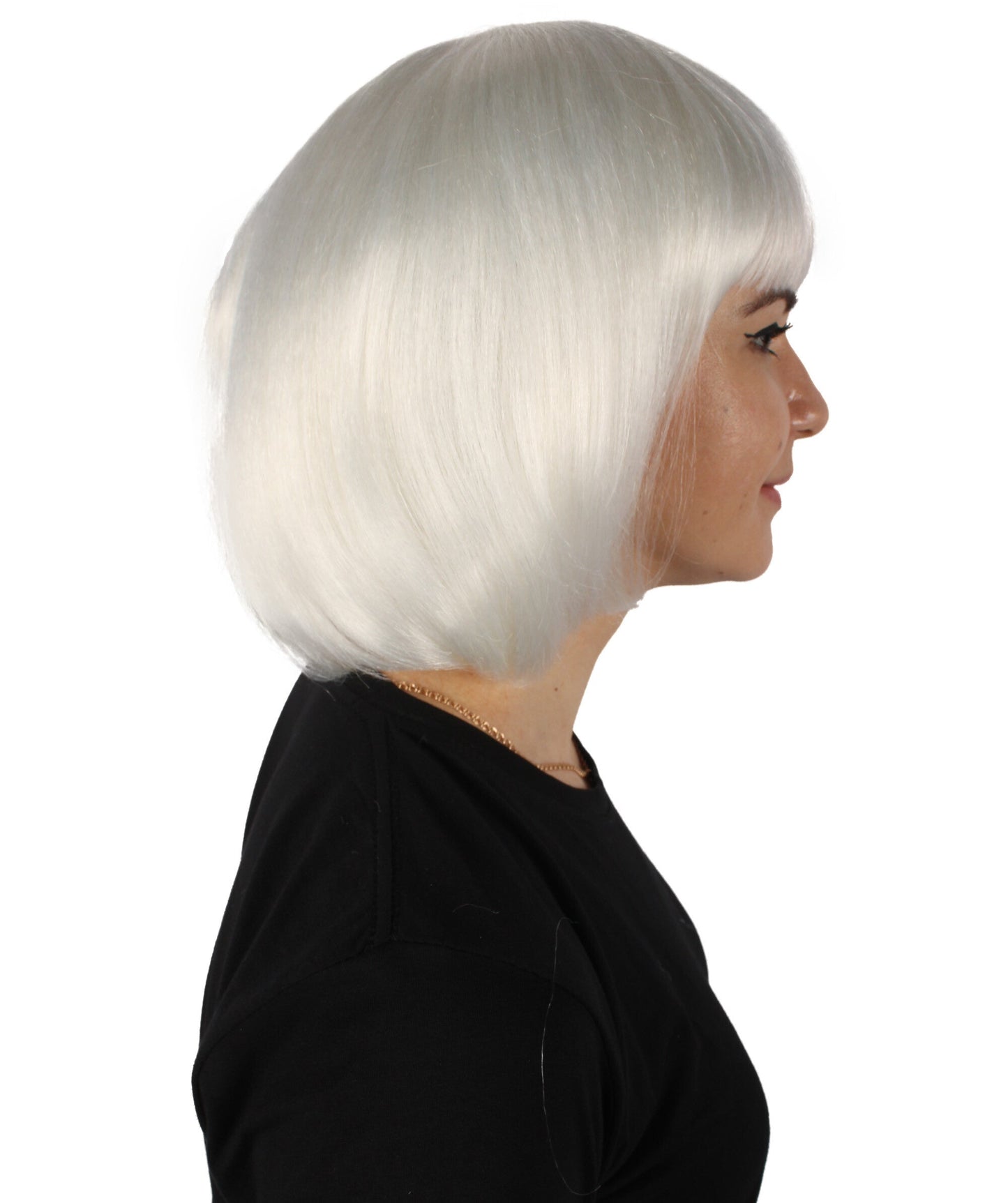 Bangs Cut White Straight Short Wig