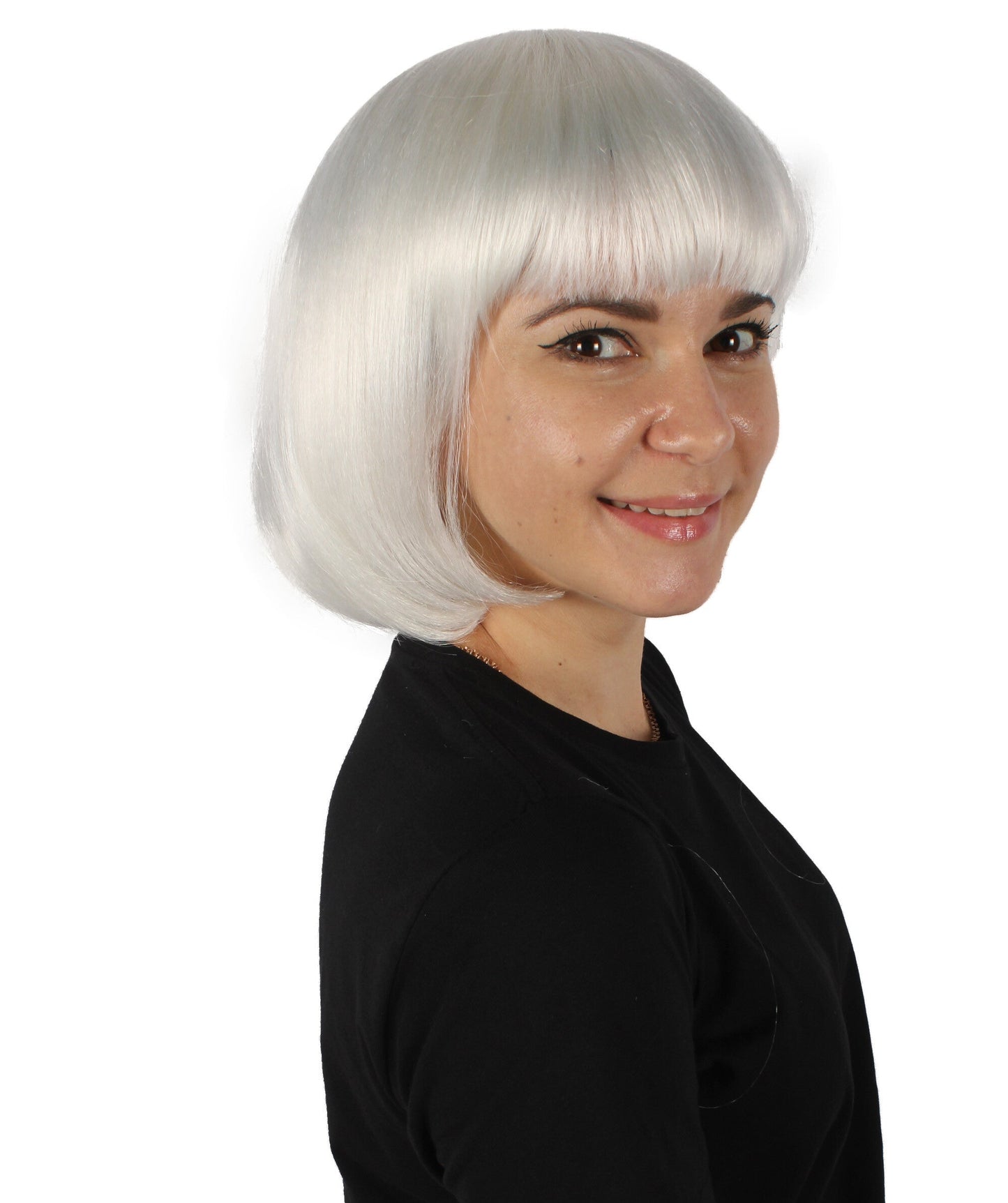Bangs Cut White Straight Short Wig