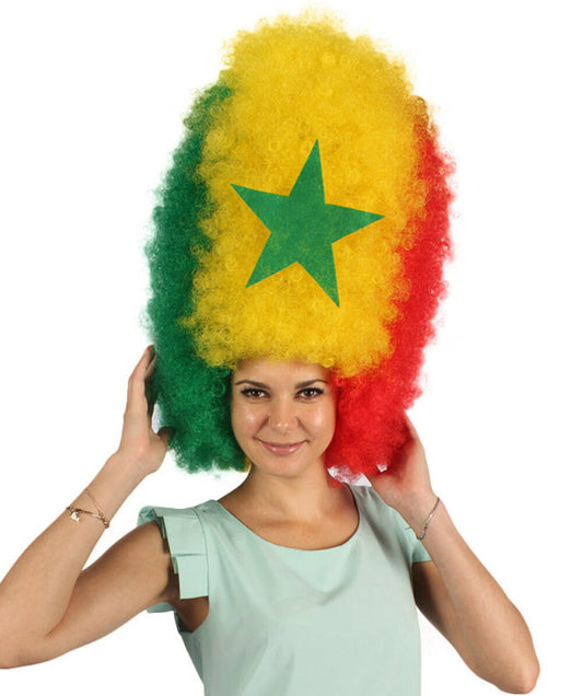 Tunisia Flag Jumbo Afro Multicolor Wig