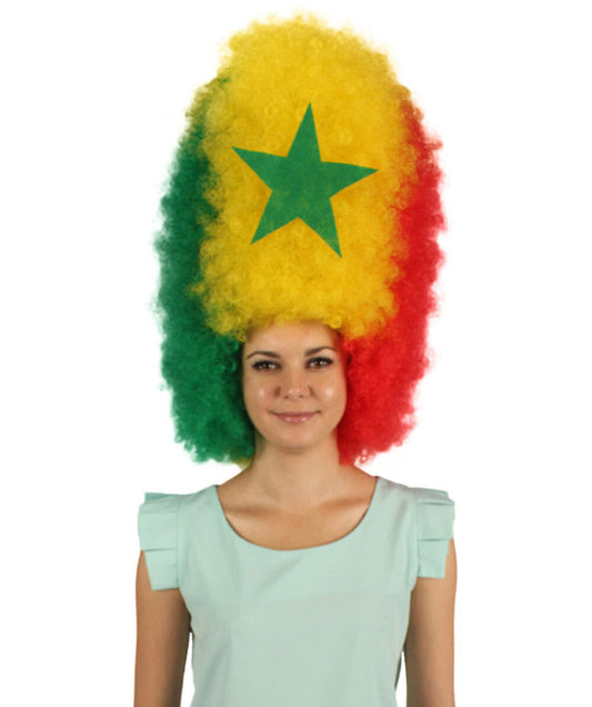 Tunisia Flag Jumbo Afro Multicolor Wig
