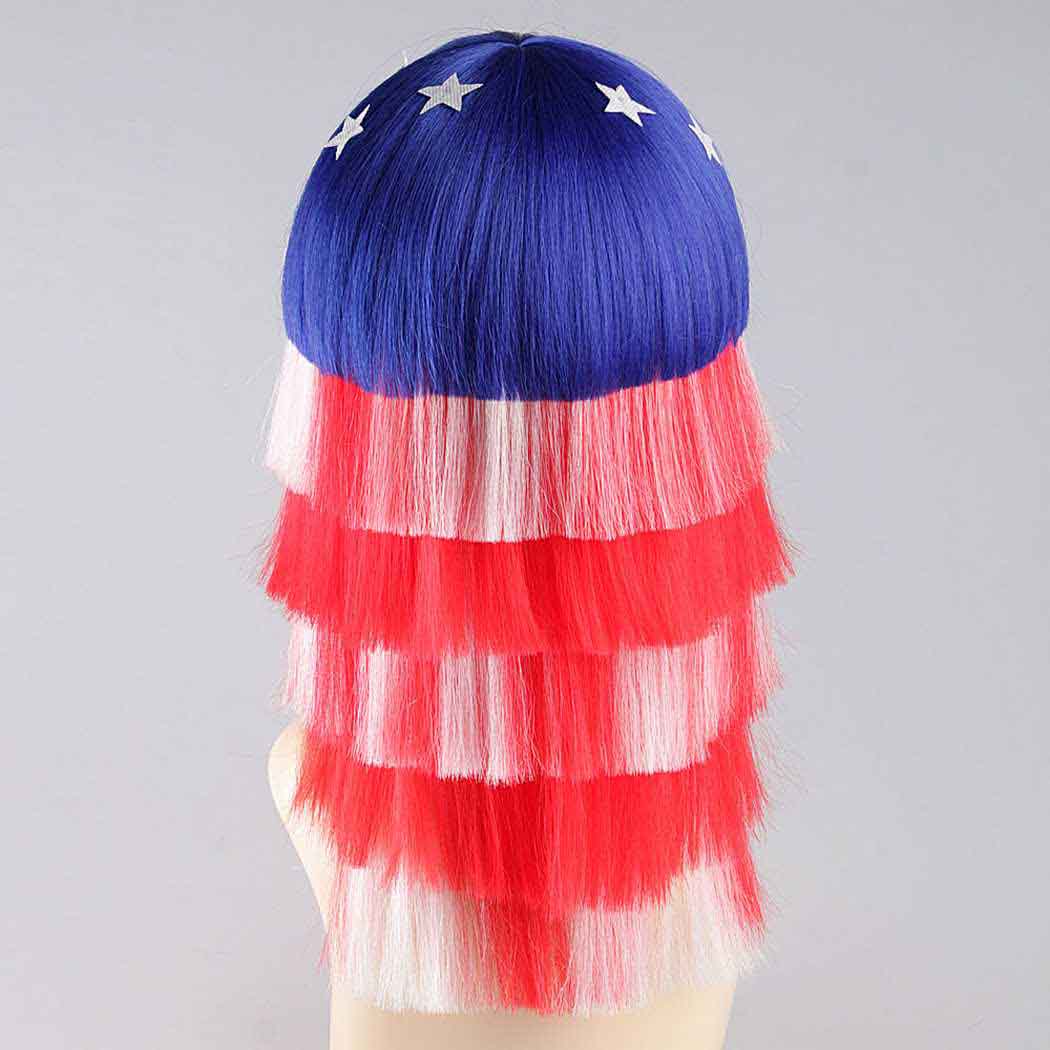 flagwigs, football wigs, fan wigs, afro wigs, mullet wigs, bob wigs, euro wigs,  premier league wigs,United States Long Wig