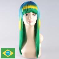 flagwigs, football wigs, fan wigs, afro wigs, mullet wigs, bob wigs, euro wigs,  premier league wigs,Brazil Long Wig