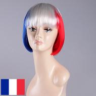 flagwigs, football wigs, fan wigs, afro wigs, mullet wigs, bob wigs, euro wigs,  premier league wigs,France Bob Wig 